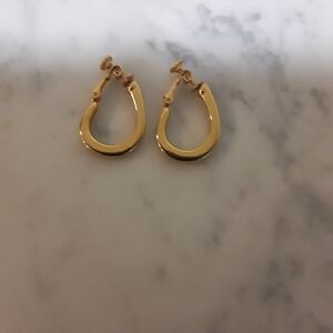 Goldette Signed  Hoop  Clip On Earrings